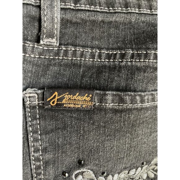 2/$18 SALE! Jordache Jeans 14P Mid Rise Black Denim Straight Embroidered Cowgirl - Picture 11 of 12
